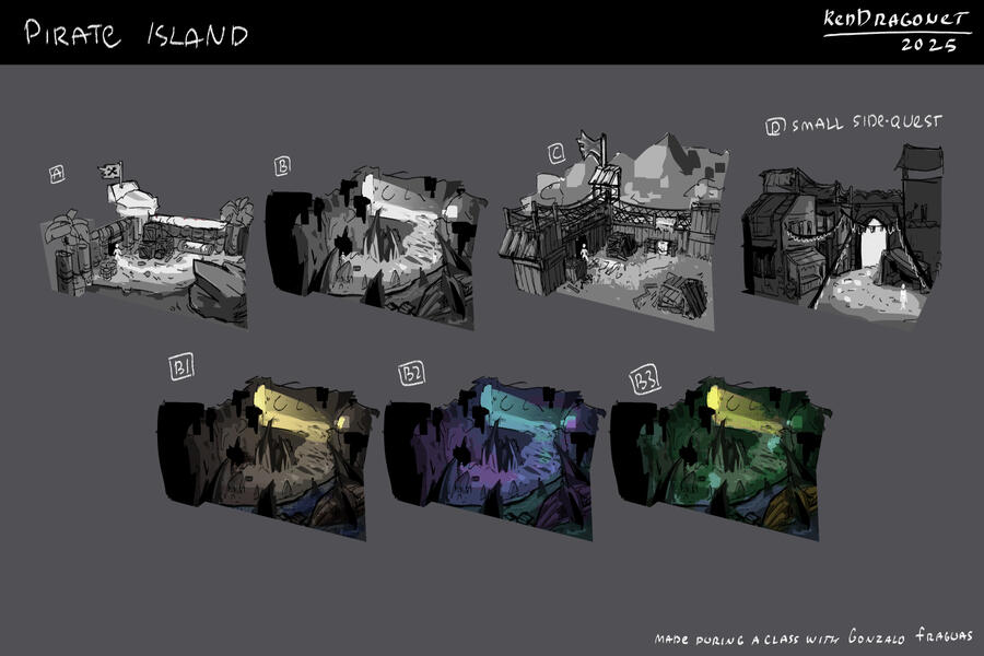 Pirate Cave - Environmental Concept Art, done in Gonzalo's concept art course - July 2025